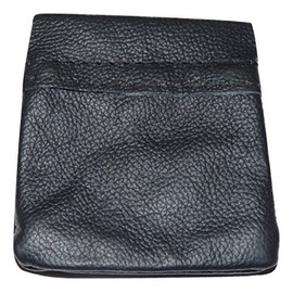 Soft Leather Snap Top Coin Purse (Black)