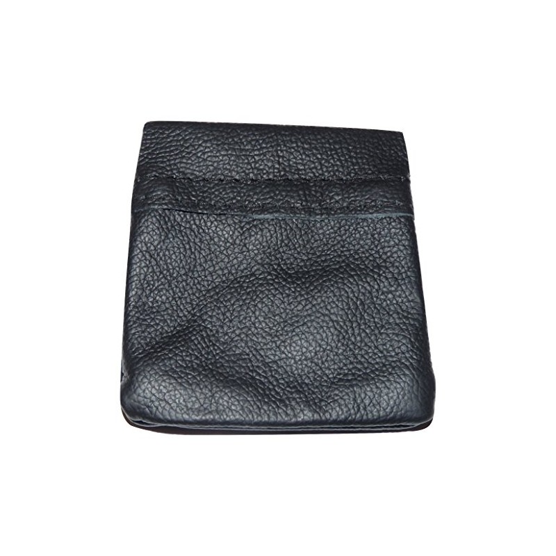 Soft Leather Snap Top Coin Purse (Black)