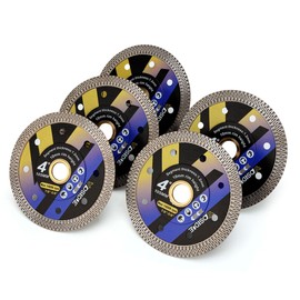 VOSIDUE 5Pcs/Box Super Thin 4" Diamond Turbo Blade Tile Saw Blade for Porcelain,Ceramic Tile,Marble，Granite