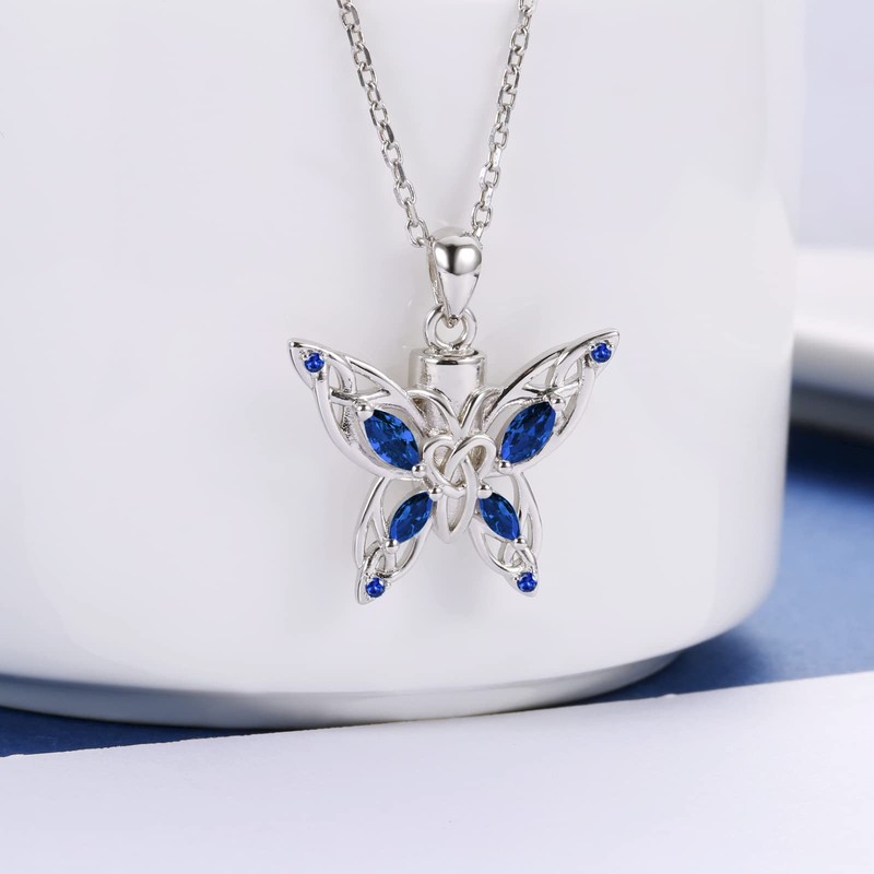 Butterfly Cremation Urn Necklace for Ashes - 925 Sterling Silver