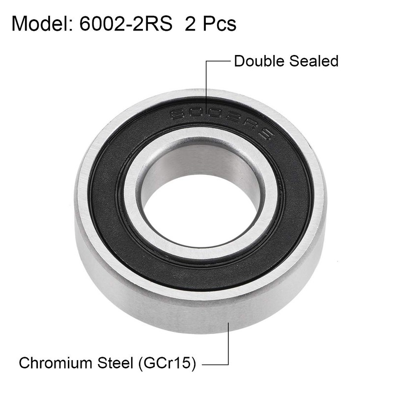 sourcing map 6002-2RS Deep Groove Ball Bearings 15mm x 32mm