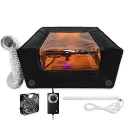 Laser Engraver Enclosure with LED Light,Ventilation Kit,Upgraded Fireproof Laser Engraving Machine Cover,Filtering Window,Smoke Vent,Noise Reduction,Dustproof Cover for Most Laser Cutter,650X650X330mm