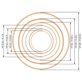 GANAZONO Floral Wreath Hoop 24pcs Wooden Macrame Hoops Rings with 6 Sizes for DIY Crafts Making Wedding Wreath Dream Catcher Decor