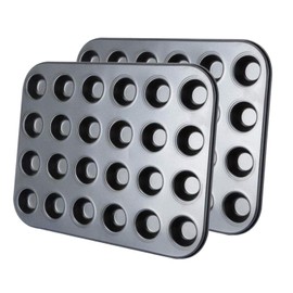 Kingrol 24-Cup Nonstick Mini Cupcake & Muffin Pans, Carbon Steel Baking Pans, Cake Moulds - 2 Pack