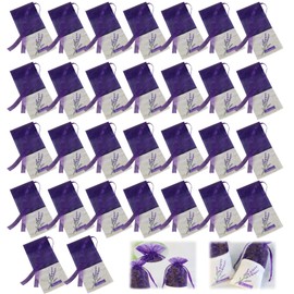 Fabric Bags for Lavender Lavender Bags Empty 30 Pieces Fabric Bags Small Bags Cotton Bags with Drawstring Purple Embroidered Flowers for Storage of Lavender Spices and Herbs