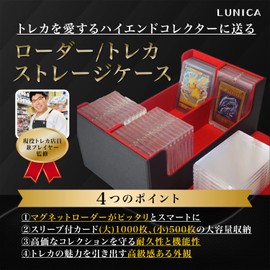 Yu-Gi-Oh! Magnetic Loader Case, Supervised by Active Trading Card Clerk, Trading Card Case, Loader Storage, Pocket Card, Small Size x Black (Red Interior))
