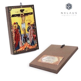 NKlaus Icon Crucifixion of Christ 9.7 x 13.5 x 1.2 cm Christian Icon Orthodox from Greece 1017