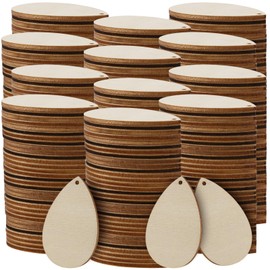 FUNSUEI 400 PCS Teardrop Wooden Earring Blanks, Unfinished Wood Teardrop Earring Pendant, Wood Earring Pendants with Holes, Natural Wood Earring Blanks for DIY Making, 2.17 x 1.46 Inch