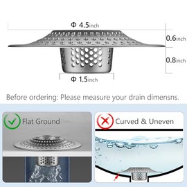 MFTEK Drain Hair Catcher Tub Drain Protector, Stainless Steel Bathtub Shower Drain Hair Stopper Strainer Trap for Shower Bathroom Sink to Catch Hair