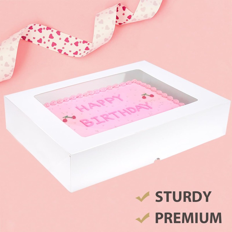 Huoshange 6 Pack 19x14x4 Inch Auto-Popup Large Rectangle Cake Boxes