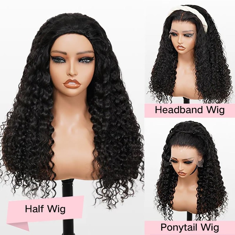 BGM GIRL Half Wig Human Hair Water Wave 3 in