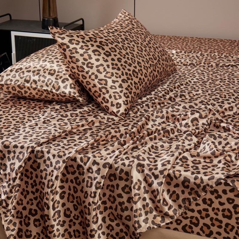 AiMay 4 Piece Queen Size Satin Bed Sheet Set Deep