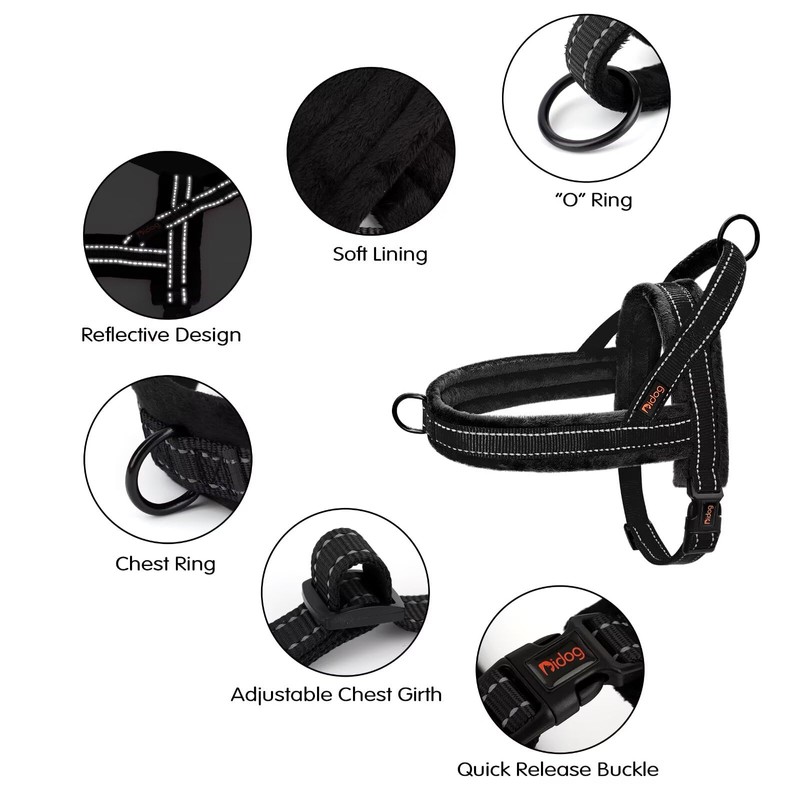 Didog Soft Flannel Padded Dog Vest Harness, No Pull/Quick Fit