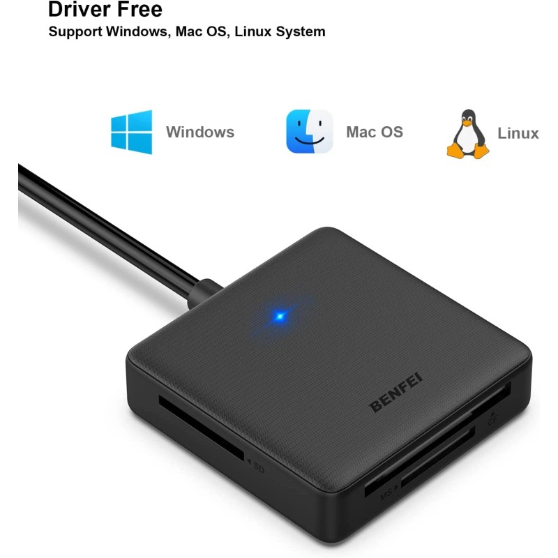 BENFEI Memory Card Reader, BENFEI 4in1 USB USB-C to SD