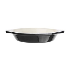 Vogue Black Round Gratin Dish 30X150mm 400ml Cast Iron Baking Roaster