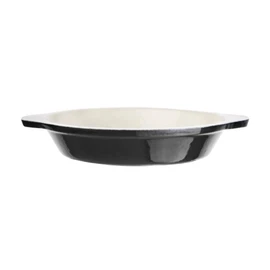 Vogue Black Round Gratin Dish 30X150mm 400ml Cast Iron Baking Roaster