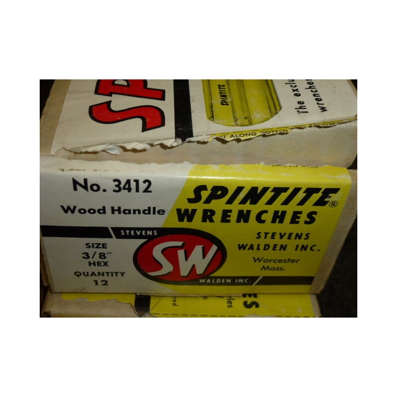 NOS! STEVENS WALDEN SPINTITE 3/8" WOODEN HANDLE NUT DRIVER, #3412,