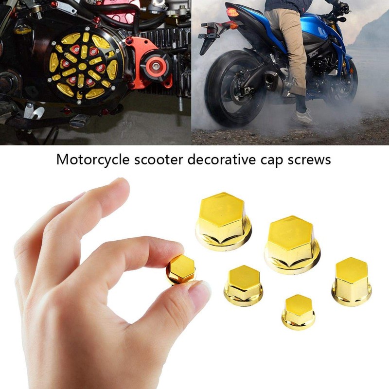 Qiilu 30Pcs Plastic & Electroplating Motorcycle Motorbike Screw Nut Bolt