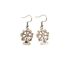 Handmade Ferris Wheel charm dangle earrings, stainless steel