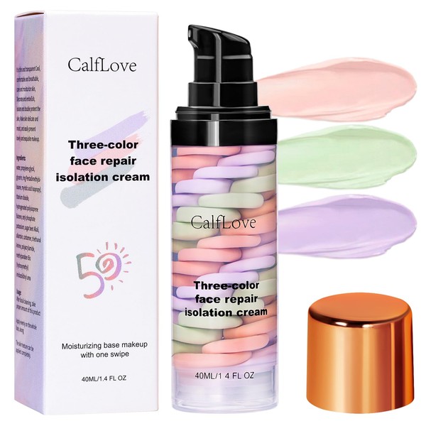 One Step Color Corrector,Face Makeup Primer Base,3 In 1 Isolation Cream,Makeup Primer Skin Tone Correcting and Brightening Primer,Invisible Pore,Oil Control Moisturizing (1PC)