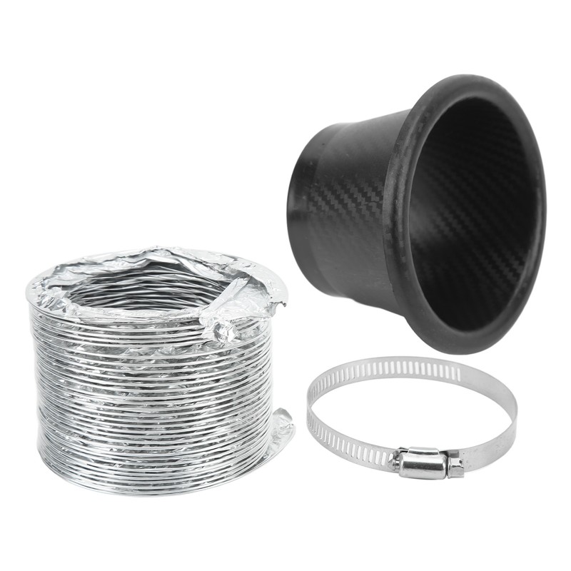 Turbo Air Intake Pipe Funnel Kit Universal Rubber Carbon Fiber
