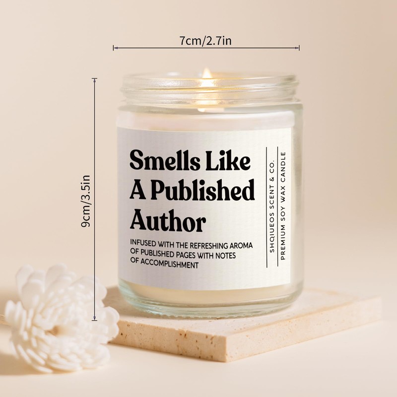 Shqiueos Gifts for Writers, Published Author Candle 7oz Lavender Scented
