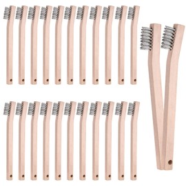 24 Pack Wire Scratch Brush Set Metal Detailing Wire Brush Wood Handle Wire Brush for Cleaning 7.8 Inch Stainless Steel Small Wire Scratch Brushes for Rust Remove Paint Dirt Scrubbing