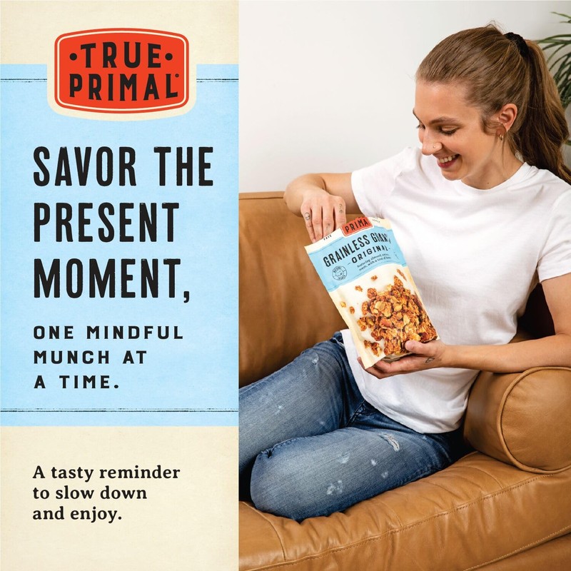 True Primal Grainless Granola Original. Made with honey. Gluten free.