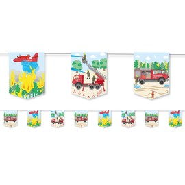 DH-Konzept: 3.5 m Bunting Fire Brigade Decoration for Children's Birthday Parties and Theme Parties Children's Garland Party Chain Fire Fighter Party