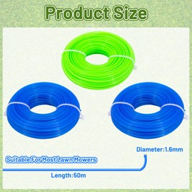 3pcs Round Grass Trimmer Line Set Replacement Nylon Weed Wacker String for Garden String Trimmer Lawn Edger Weed Eater String Wire with .065” Diameter 492ft Length (2 Blue 50m+ Green 50m)