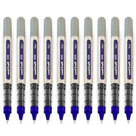 uni-ball - Uni Mitsubishi Pencil - 10 Eye Fineliner Pens UB-157 - Rollerball Pen with Liquid Ink Blue - Tip 0.7mm - Writing Medium