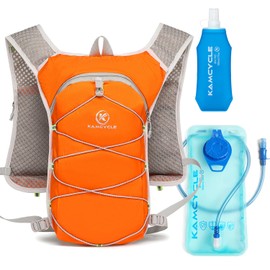 KAMCYCLE Hydration Backpack, Ultralight Trail Running Backpack, Running Vest, Running Vest, Women and Men, Backpack for Running, Marathon, Cycling, Jogging, Trail Running Backpack (Orange with Bubble