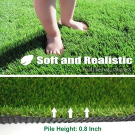 LITA Artificial Grass Turf 1 ft x 59 ft with Drainage, 0.8 Inch Realistic Fake Grass Rug Indoor Outdoor Lawn Landscape for Garden, Balcony, Patio, Synthetic Grass Mat for Dogs, Customized