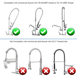 TBER Replacement B-0044-H Pre rinse Hose with Grip Handle for T&S Brass, 44" Flexible Stainless Hose with Heat Resistant Handle for Restaurant Industrial Faucets(Black)