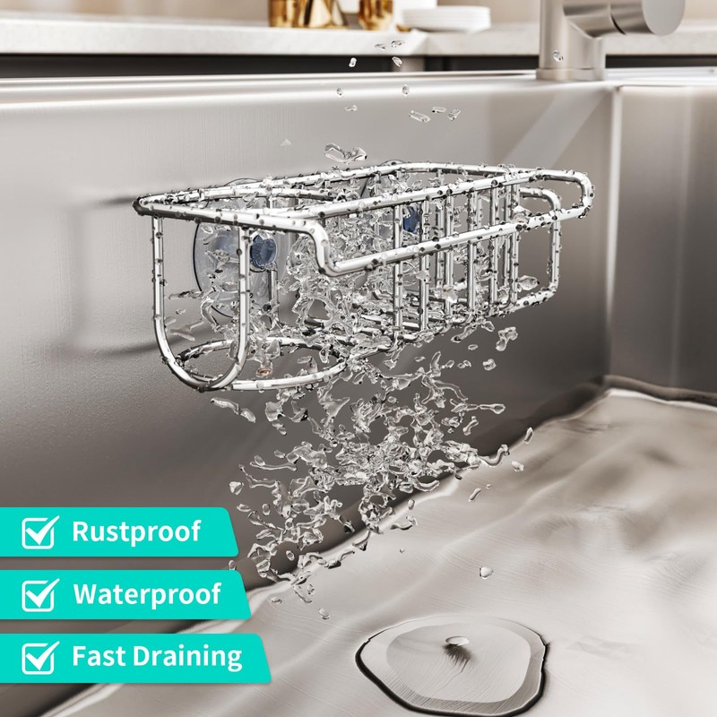 HapiRm 4 in 1 Sink Caddy Sponge Holder, SUS304 Stainless