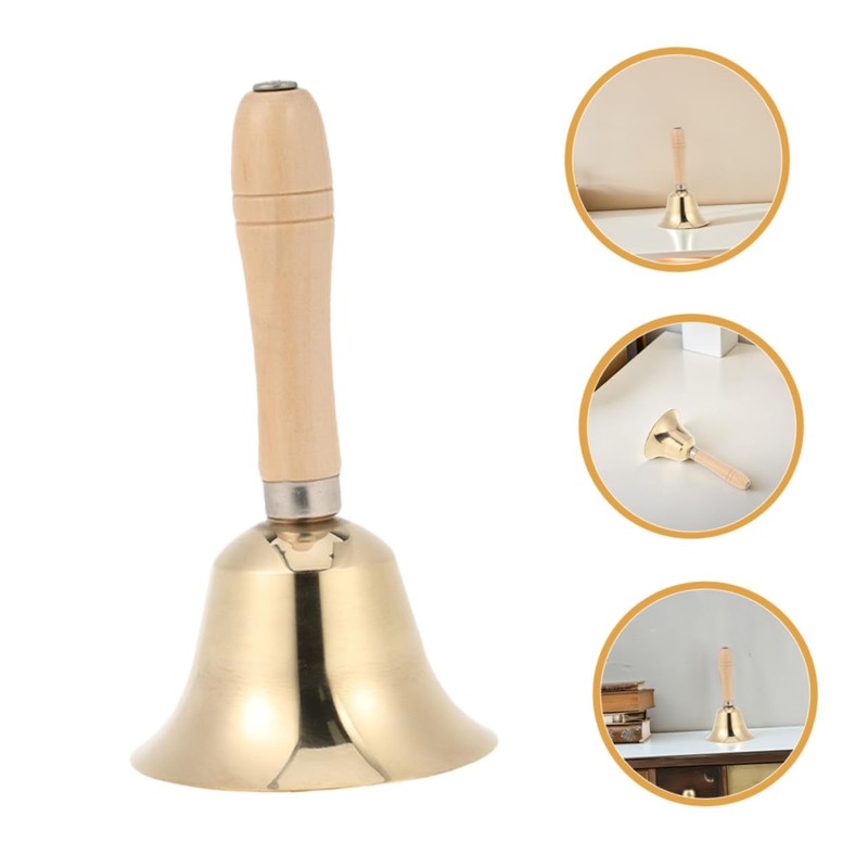Gatuida 2pcs Solid Brass Hand Bell with Wooden Handle Loud