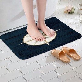 Feelyou Compass Print Bathroom Rugs 20"x32" Kids Nautical Theme Bath Rugs for Shower Tub Boys Girls Ocean Voyage Bath Mats for Bathroom Geometric Circles Pattern Bathroom Accossories Sea Adventure