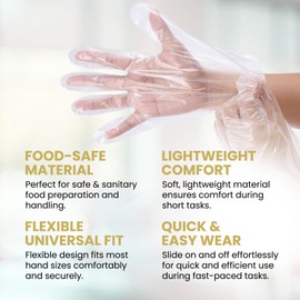 Poly Deli Gloves, Small, Disposable Polyethylene Gloves, Food Handling, 500 Pack, Embossed by Duracore