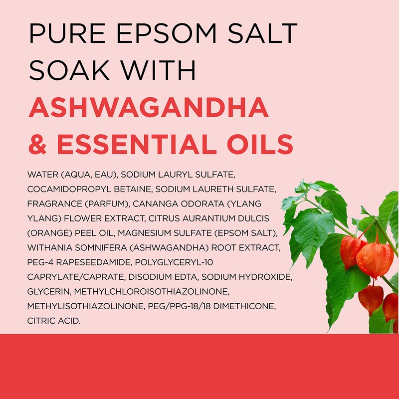 Dr Teal's Foaming Bath with Pure Epsom Salt, Ashwagandha, 34