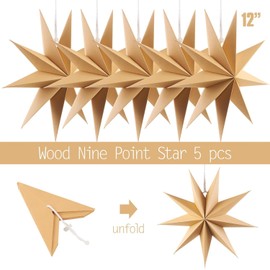 QYDMIN Paper Stars Christmas Coffee Colour Set of 5 New Year Decoration Christmas Decorations Wedding Birthday Christmas Star Decoration