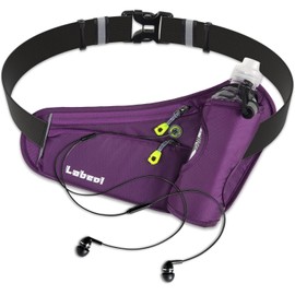 Labeol Running Water Bottle Hydration Belt with Water Bottle Holder Hiking Walking Waist Pack Reflective Adjustable Fanny Pack with Bottle Holder Compatible for Phone Outdoor Running Belt (Purple)