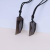 Koai Midnight Race Obsidian Wolf Tang Amulet Pendant Necklace, Adjustable