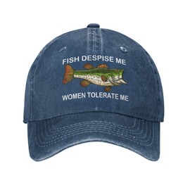 Tywonmy Fishing Cap Fish Despise Me Women Tolerate Me Cap for Men Dad Hat with Design Cap Navy