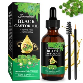 Rizinusöl Bio Castor Oil 60ml, 100% Reines Rizinusöl Haare für Haare, Jamaican Schwarzes Rizinusöl für Haarwachstum und Hautpflege, Wimpern, Augenbrauen, Reich an Omega 6