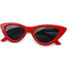 Joopin Polarised Cat Eye Sunglasses for Women, 100% UV Protection Retro Narrow Pointy Cateye Womens Sunglasses (Red)