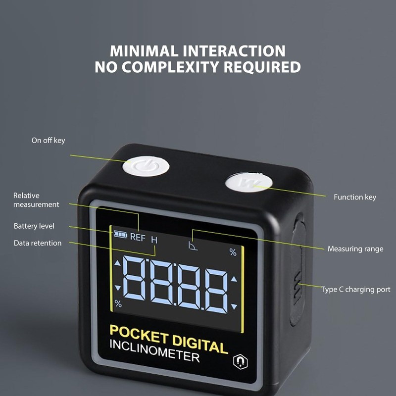 Buscador de Ángulos Digital, Inclinómetro Transportador de Cubo Magnético, Mini