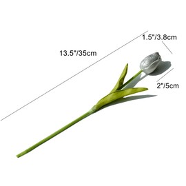 Mandy's 20pcs Silver Artificial Tulip Silk Fake Flowers 13.5" for New Year Spring Mother's Day Easter Gifts in Bulk Home Kitchen Wedding Decorations
