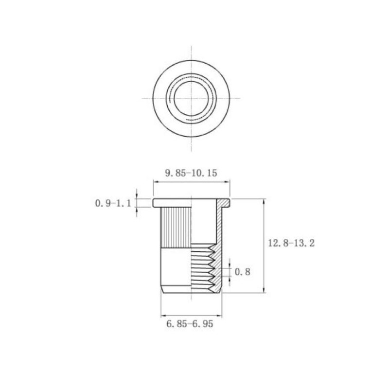 NOLDAR | Flat Head Rivet Nuts A2 Stainless Steel (AISI