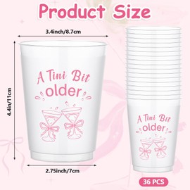 36 Pcs A Tini Bit Older Cups 14 Oz Plastic Disposable Cup Martini Bow Birthday Party Cups for A Tini Bar Bit Older Martini Themed Birthday Bachelorette Bridal Shower Party Supplies
