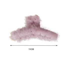 Leadigol Plush Hair Claw Autumn Winter Fashion Large Hair Claw Clips Plush Hair Catch Barrette Jaw Clamp for Thin Hair Non Slip Hair Jaw Clips Ponytail Headwear